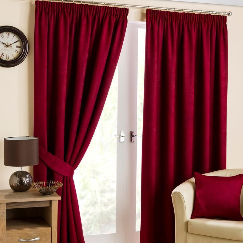 Belvedere Black Out Curtains (66" Width x 72" Drop) - Cranberry